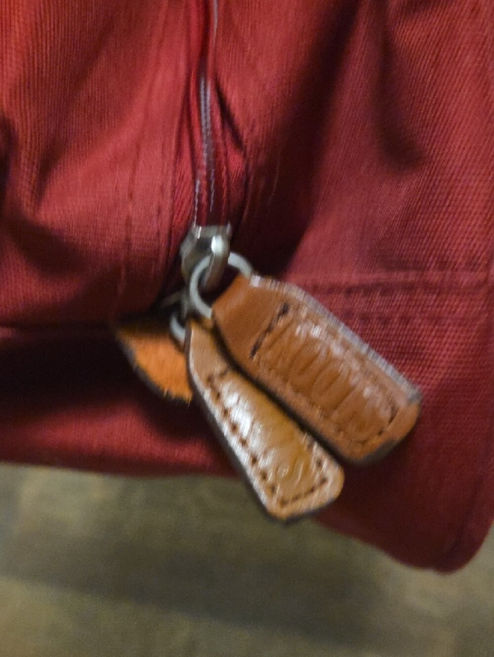 Roots Maroon Canvas Shoulder Bag with Brown Leather Accents - Picture 6 of 13